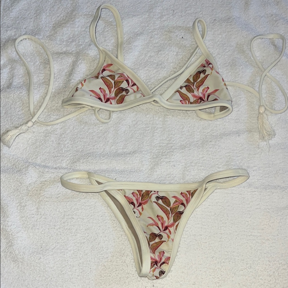 Posh Pua Cream and Pink Floral Bikini